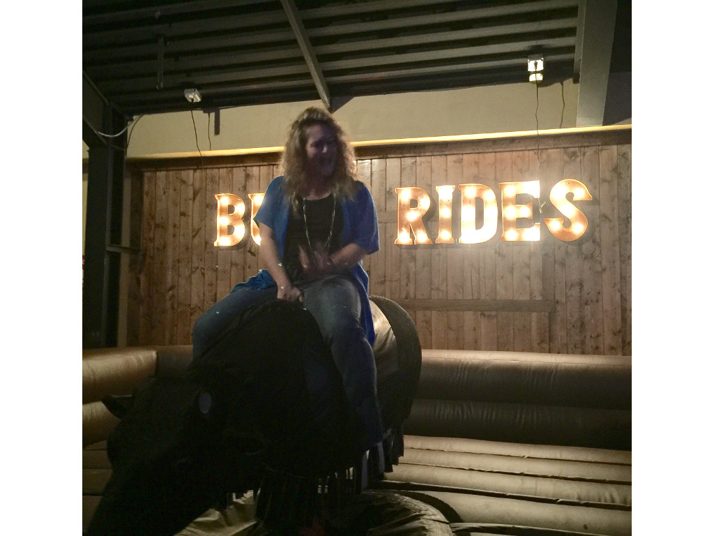 Amy gets atop the bull